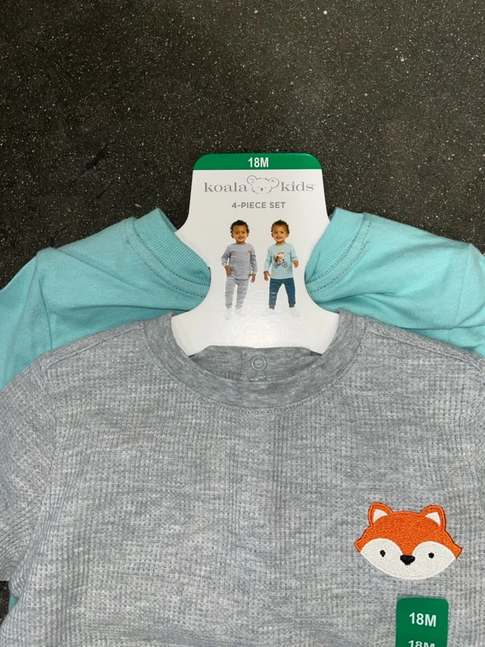 Carter's Gray Fox Two-Piece Set with Aqua Layer